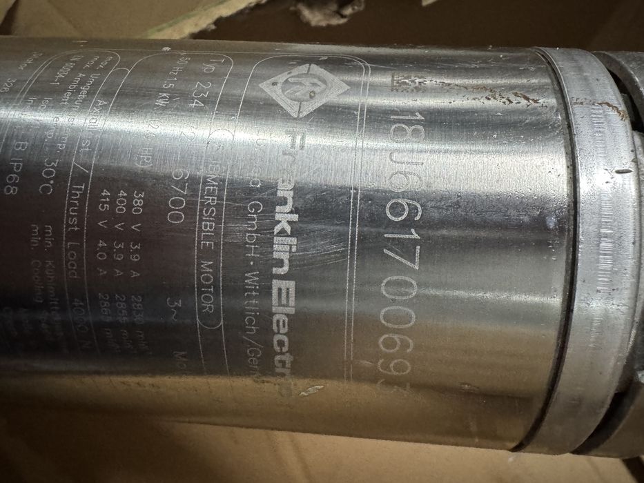 Bomba furo/poço Franklin Eletric Trifasica 1,5kw 2HP