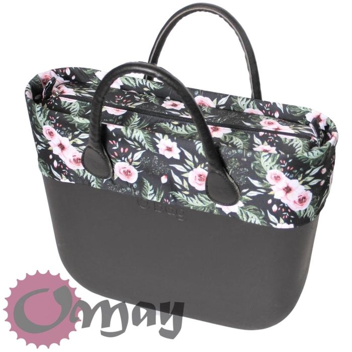 organizer OBAG MINI +OPASKA czarny róże pudrowe czarny wkład OMAY