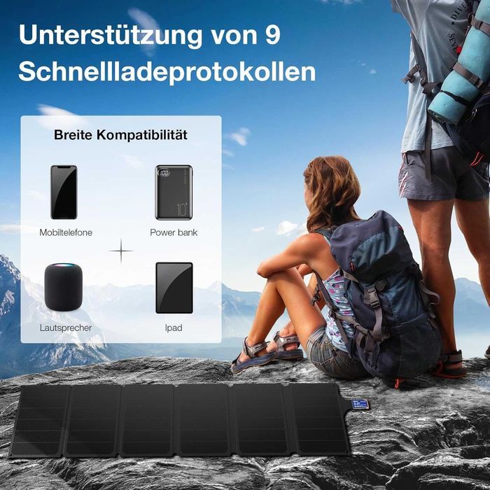 Ericsity Przenośna ładowarka solarna 54W USB Panel słoneczny kemping