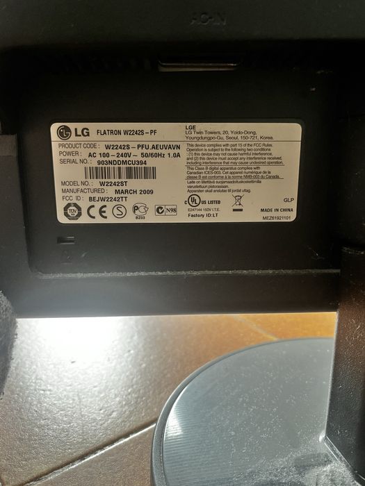 Monitor LG Flatron de 2009, 22 polegadas