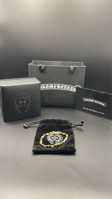 Pulseira Chrome Hearts Dourada 18 cm