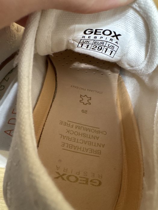 (29 р) Дитячі білі базові кеди Geox Ciak, Устілка 18 см