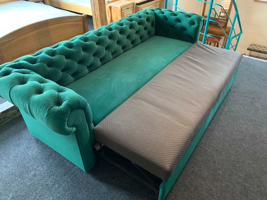 Chesterfield Sofa Trzyosobowa z Funkcją Spania
