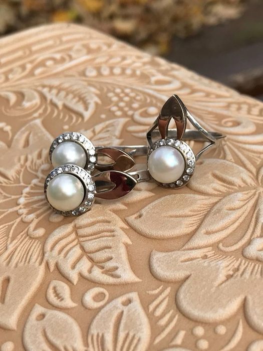 Серебряный комплект с золотом