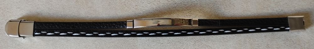 Męska bransoletka ze skóry ekologicznej z dadatkami ze stali nierdzewn