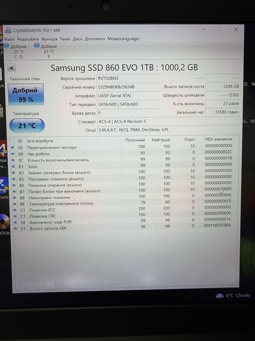 Ssd накопичувач Samsung 860 evo 1tb