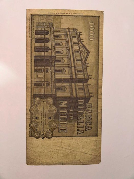1 000 lire Itália 26/02/1969 RARA