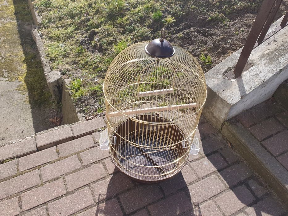 Klatka dla ptaków, papug złoto czarna z wyposażeniem 40x40x70cm Nowa!!