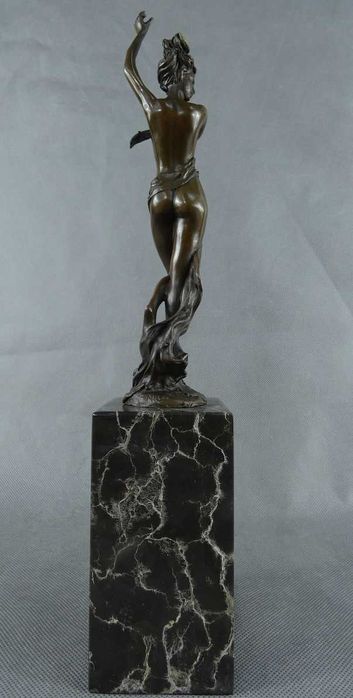 Figura TANCERKA Akt kobieta BRĄZ marmur RZEŹBA sygnowana pieczęć 36 cm