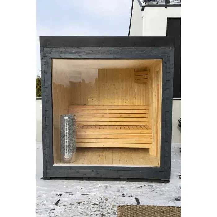 GOTOWA Sauna ogrodowa zewnętrzna fińska OCIEPLONA+PIEC+WITRYNA 2,3x2m