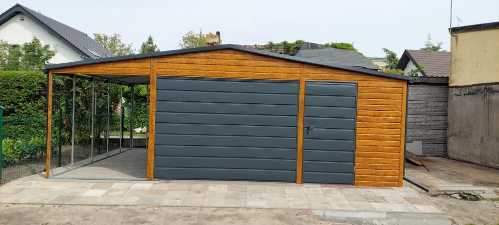 7x5 wiata z lewej strony otwarta Garaże pod wymiar