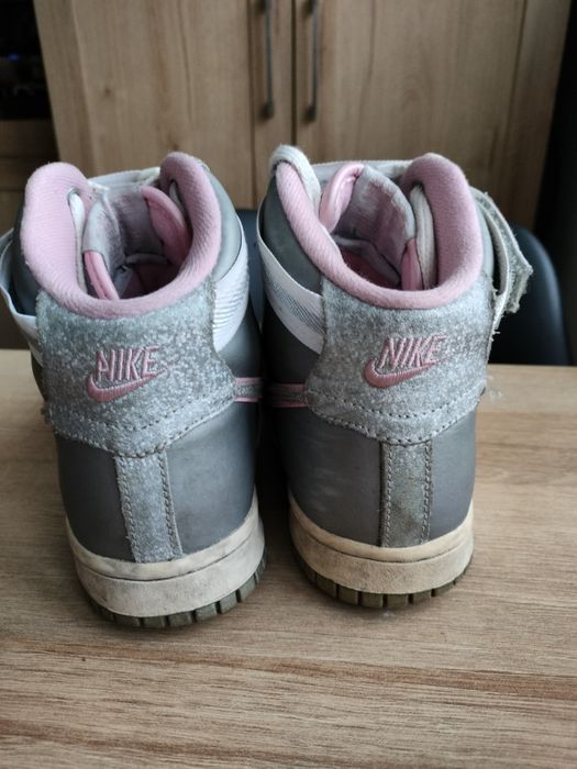 Srebrne buty sportowe Nike  Dunk High za kostkę 36 23,5 cm