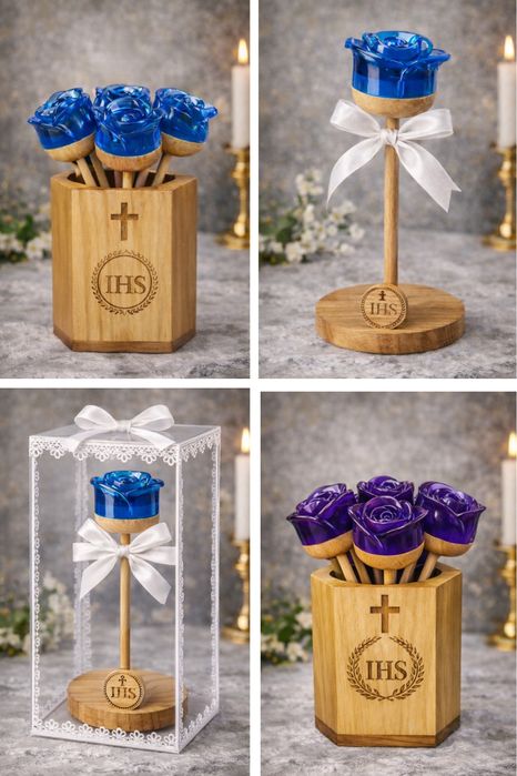 Róża komunia chrzest pamiątka prezent wieczna róża