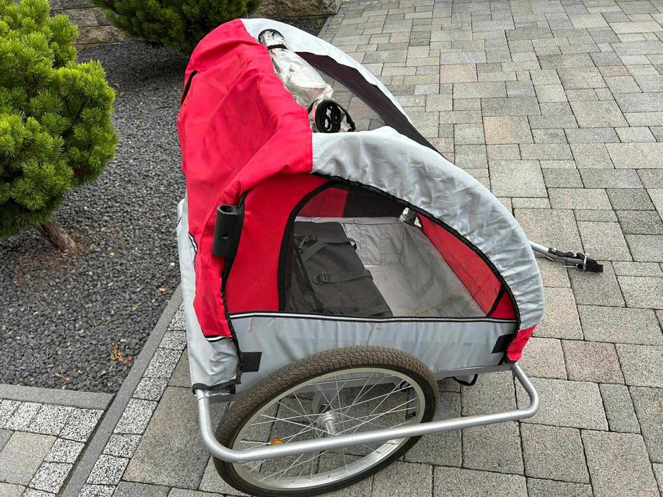 Przyczepka rowerowa 2 osobowa przyczepa na rower dla dzieci wózek 2w1