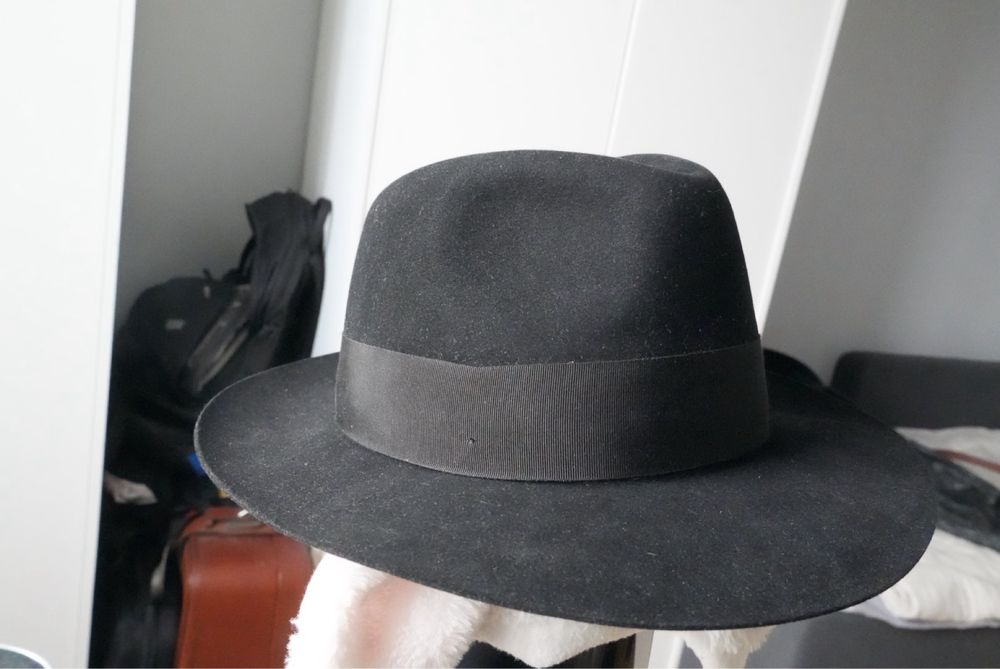 Klasyczny czarny fedora Christys 100% filc, rozmiar 59 (UK)