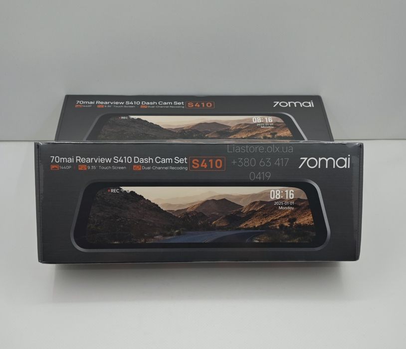 Відеореєстратор камера заднього ходу 70mai Rearview Dash Cam S410