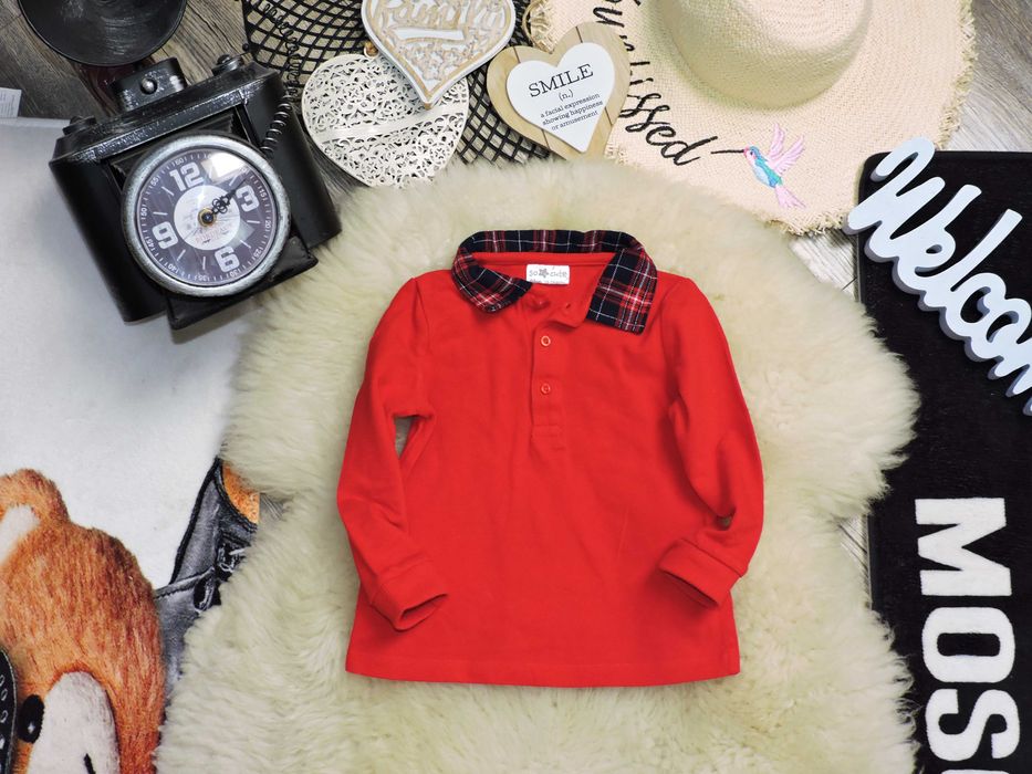 So Cute - czerwona bluzeczka polo , krata r 92