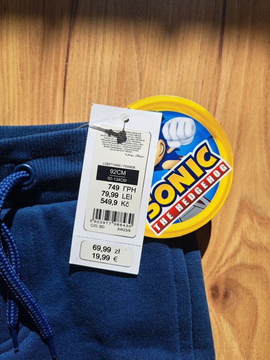 Nowe spodnie dresowe Sonic cool club 86/92