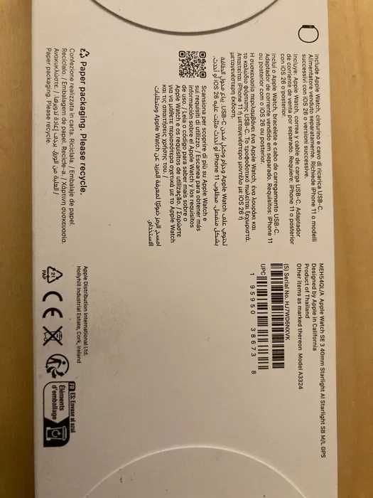 Apple Watch SE 3 GPS - 40mm - Em caixa selada