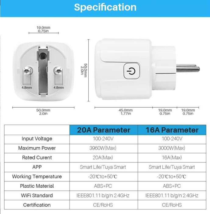 Pack 5 fichas inteligentes WiFi novas na caixa