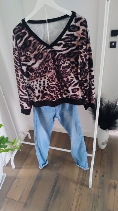 Bluza welurowa w panterkę roz XL 42