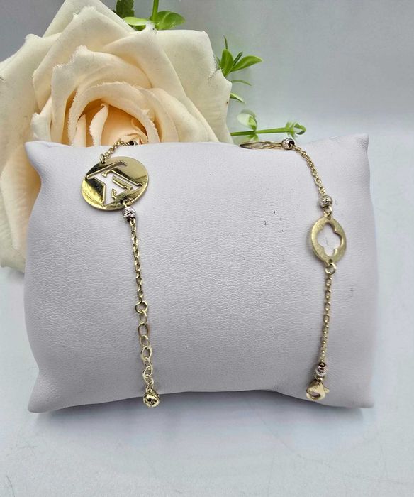 Złota bransoletka z zawieszkami w stylu Louis Vuitton, pr. 585, 4,39g