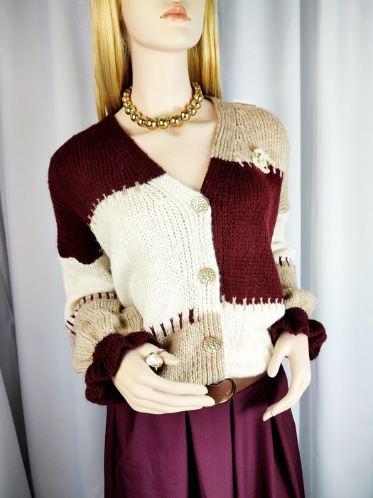 Sweter kardigan oversize bufiaste rękawy