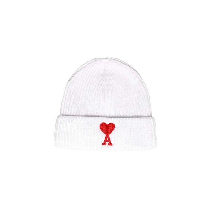 Шапка AMI Alexandre Mattiussi Ami de Coeur Patch Beanie White