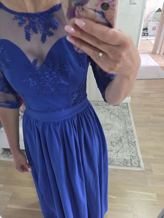 Suknia balowa chabrowa weselna r.xs