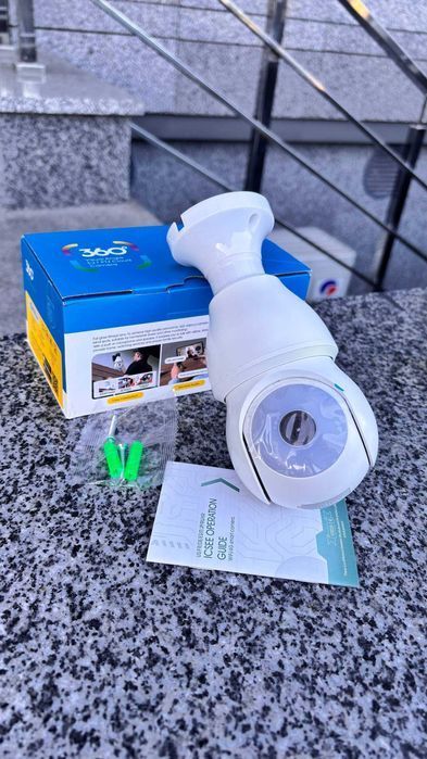 Камера лампочка в патрон вулична поворотная ip wifi цокольна iCsee 4МП