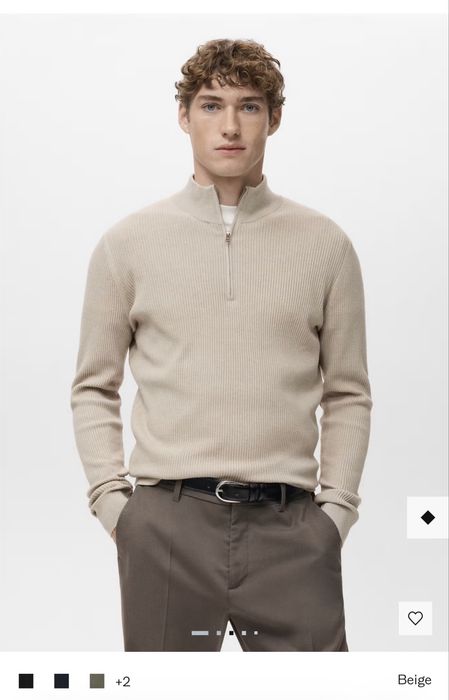 Новий Оригінальний светр Mango Ribbed Zip Neck