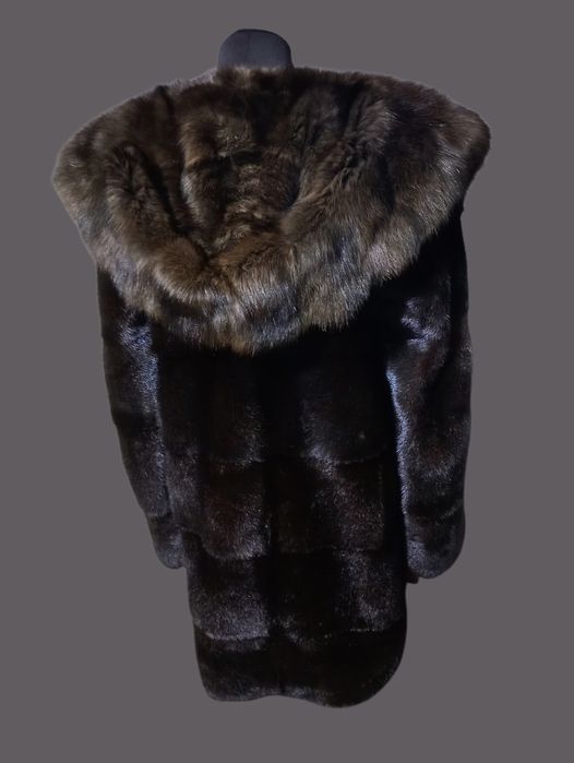 Ог 104см. Норковая шуба с соболем. Натуральная шуба