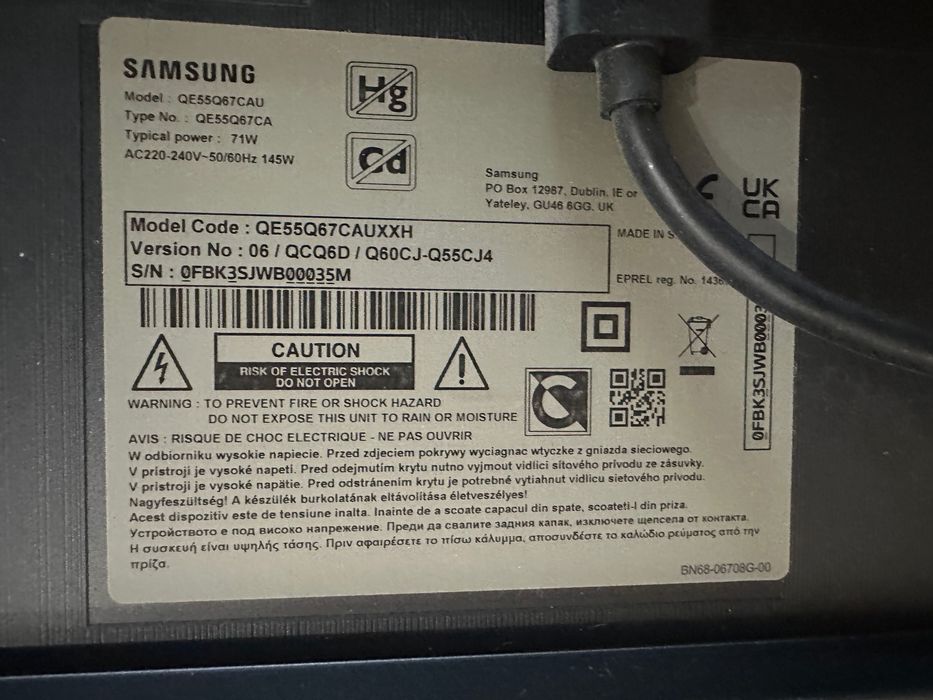 Telewizor Samsung 55 cali qe55q67ca QLED 4k