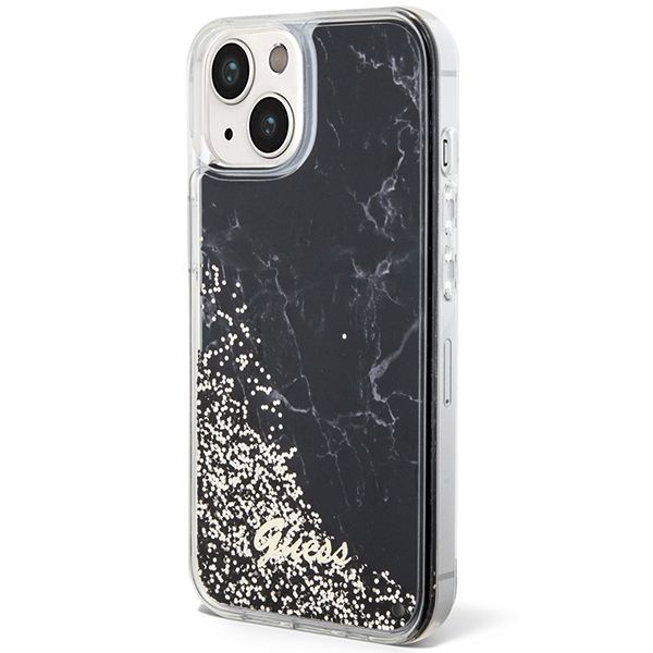 Guess Futerał Do Iphone 13 / 14 / 15 (Liquid Glitter Marble) Czarny