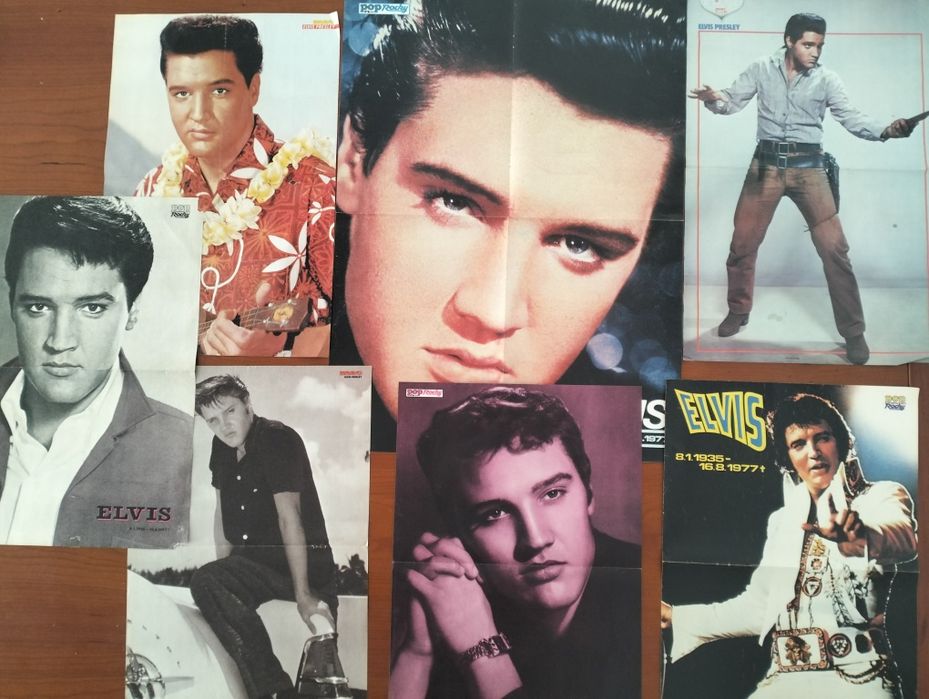 Lote de 7 antigos pôsteres Elvis Presley
