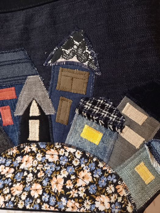 Джинсова сумка шопер з аплікацією