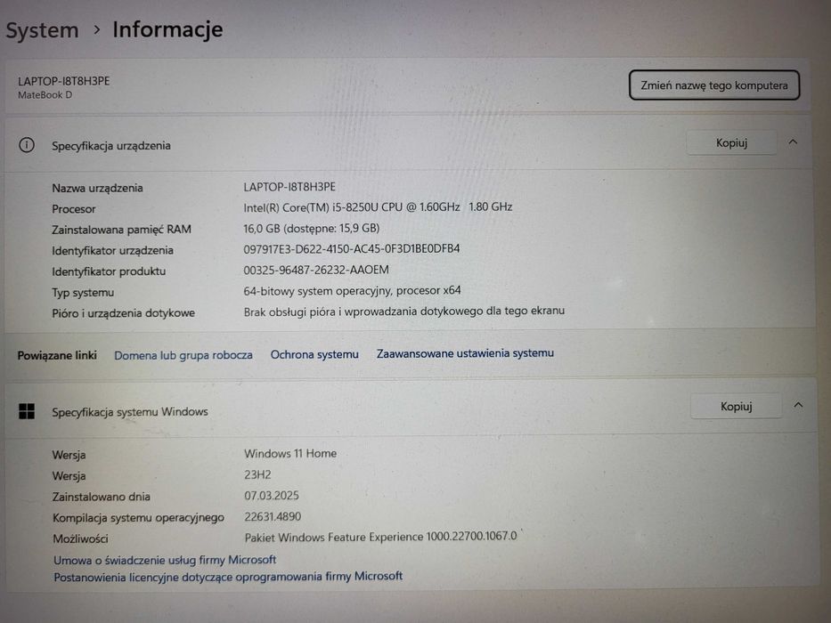 Laptop Huawei MateBook D