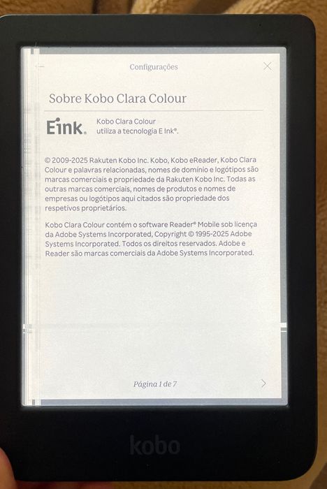 Kobo Clara Colour - defeito no ecrã