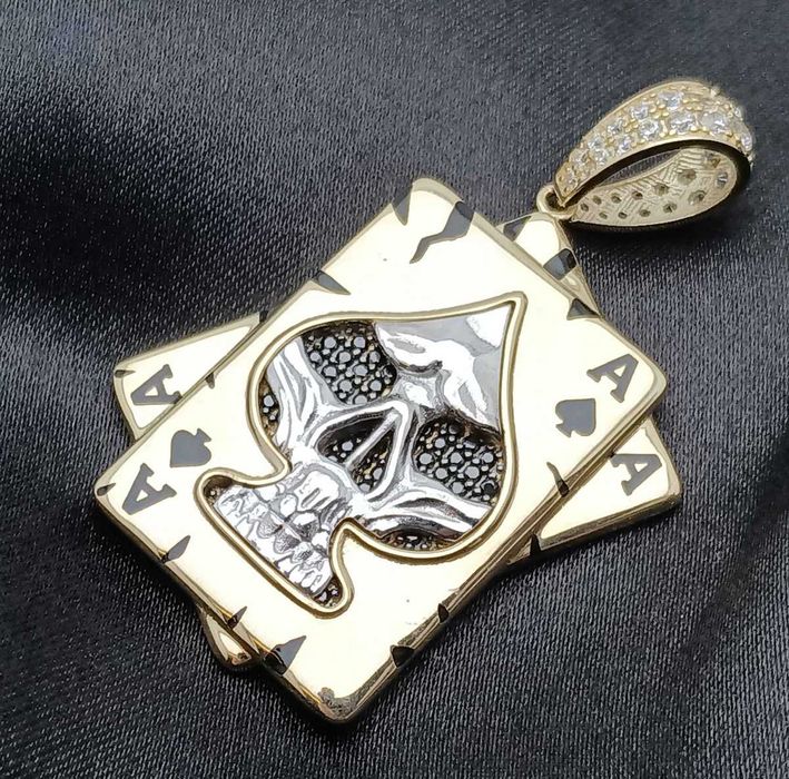 Złota Zawieszka Karty Karta As Pik Czaszka 6,48G P585 14K 3,5CM
