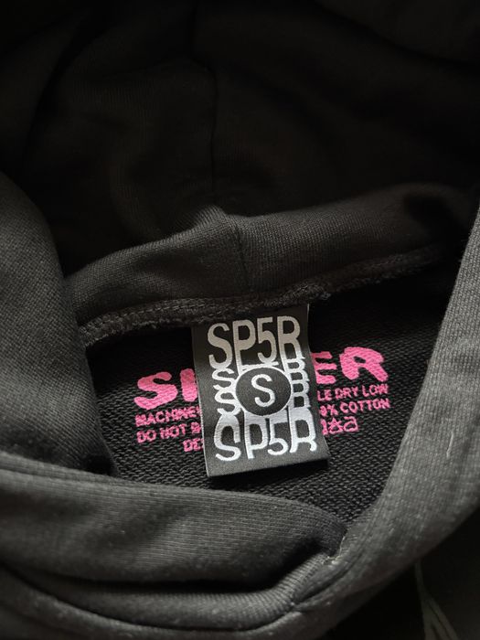 Bluza czarna z kapturem sp5der pink v black