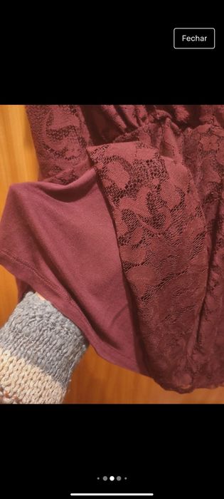 Blusa T-Shirt Renda Bordeaux C&A XL