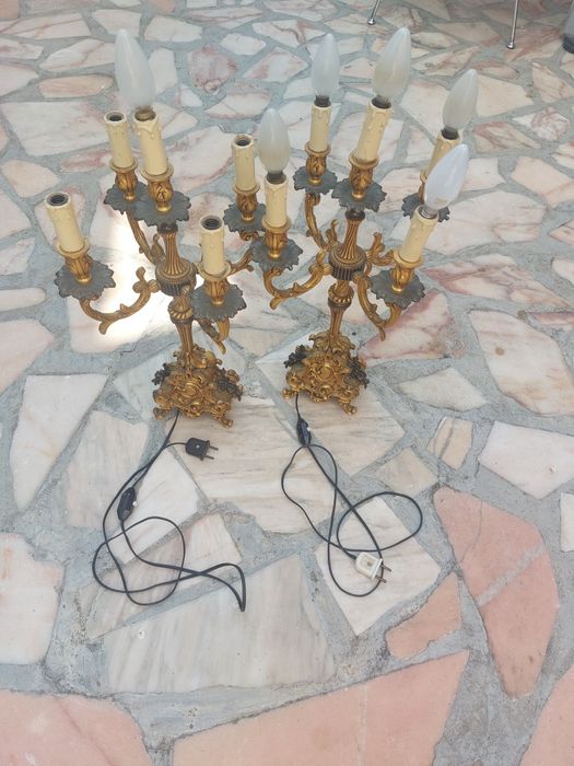 Candeeiros de mesa estilo candelabro 5 lâmpadas