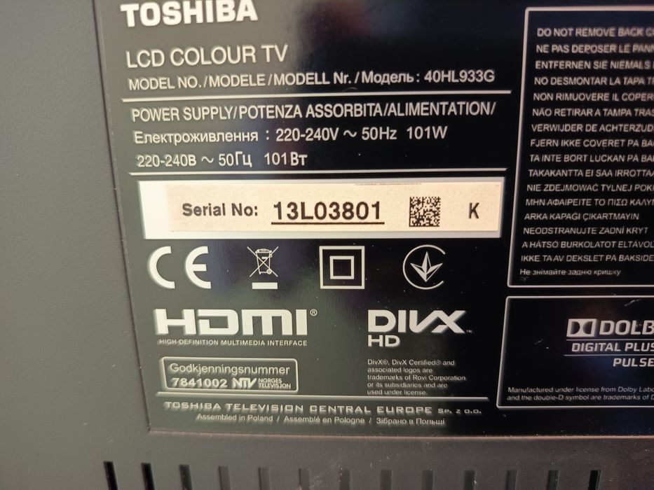 TV LCD Toshiba 40 ecrã partido