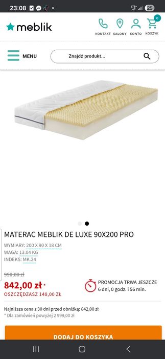 materac memory foam gratis szuflada