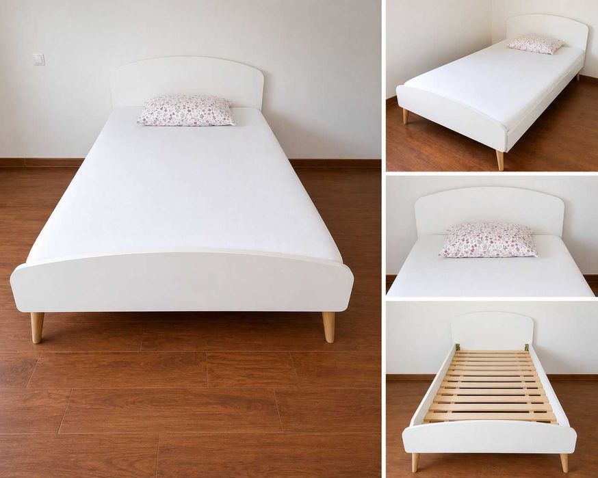 Cama larga com estrado e colchão