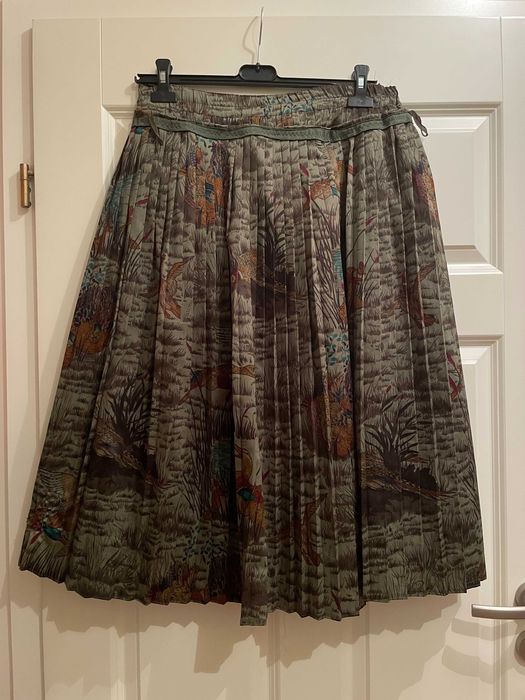 Plisowana spódnica Bardehle r. 40 ptaki bażanty kaczki retro vintage