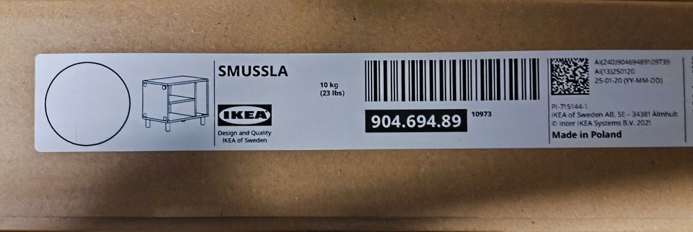 SMUSSLA Stolik nocny/regał, biały