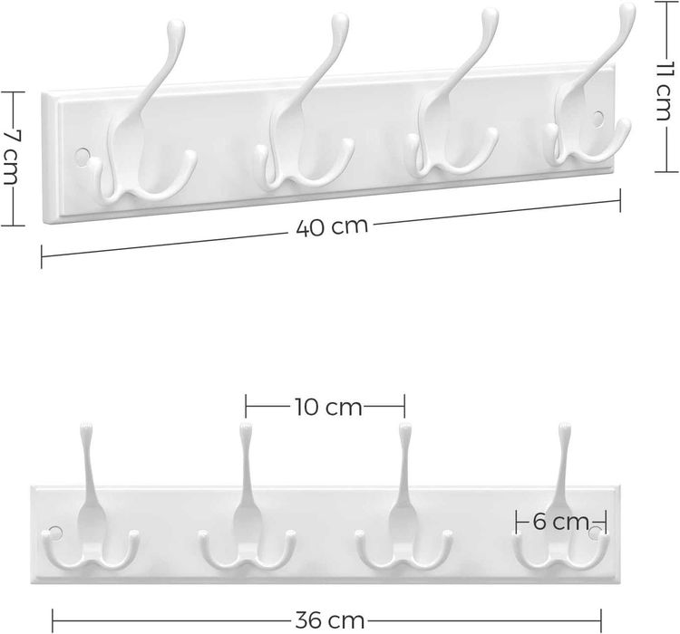 Nowy wieszak ścienny / haczyk / haczyki / biały / SONGMICS !A98!