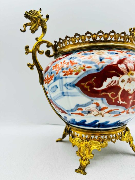 Porcelanowa Żardiniera Imari Brąz Antyk XX