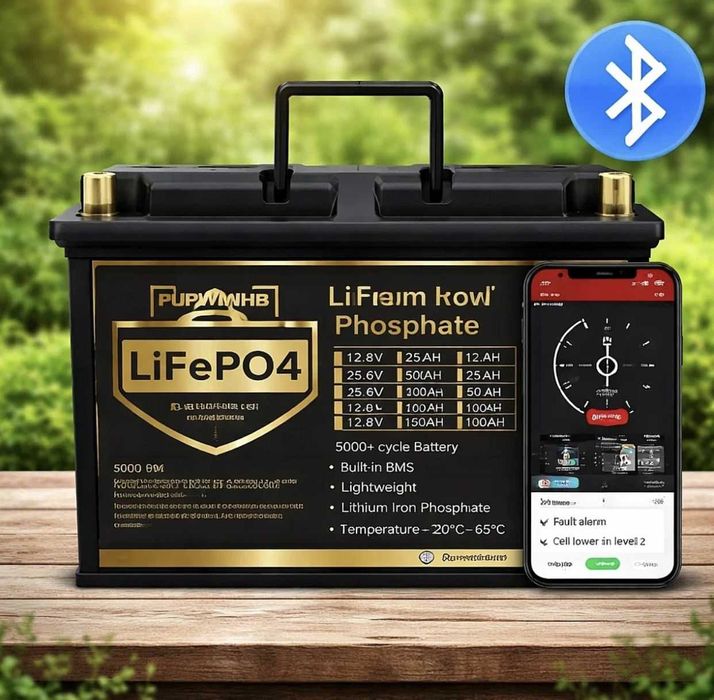 АккумуляторLiFePo4 12v100Ah  PUPVWMHB Bluetooth,BMSлитий железо-фосфат